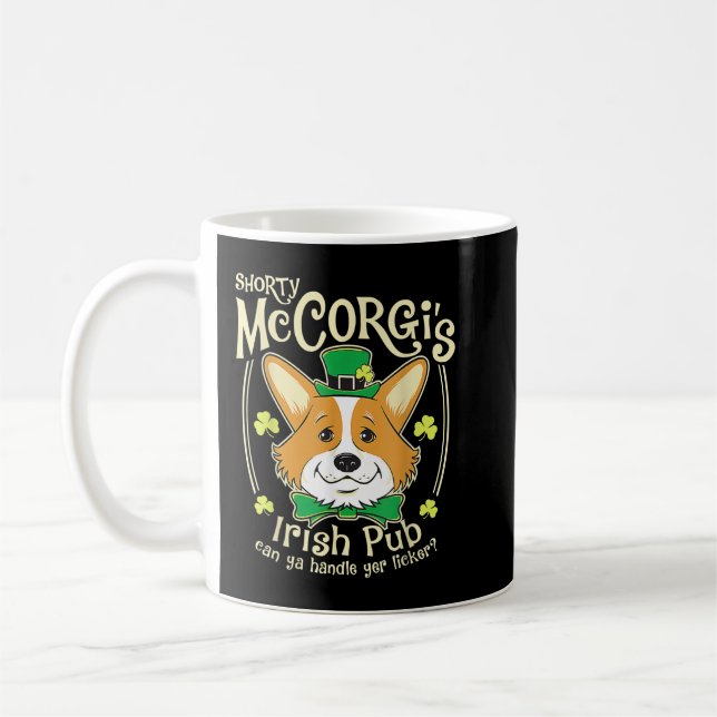 Corgi St. Patrick's Day Irish Pub Coffee Mug (Left)