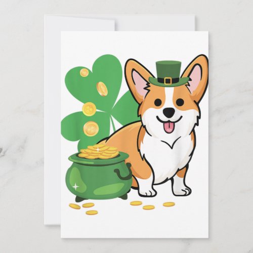 Corgi St Patricks Day with Leprechaun Hat Announcement