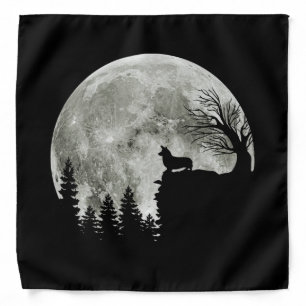Corgi Standing On Mountain Moonlight Halloween Bandana