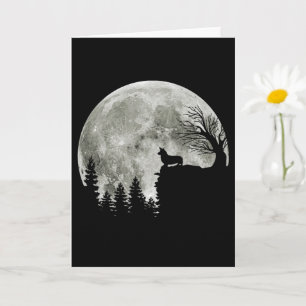Corgi Standing On Mountain Moonlight Halloween Card