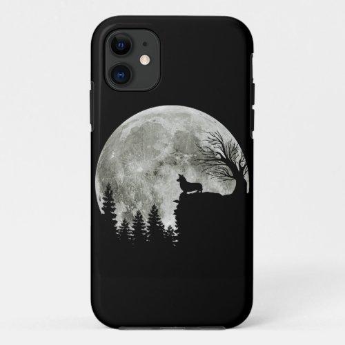 Corgi Standing On Mountain Moonlight Halloween iPhone 11 Case