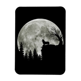 Corgi Standing On Mountain Moonlight Halloween Magnet