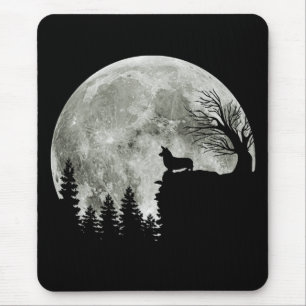 Corgi Standing On Mountain Moonlight Halloween Mouse Pad
