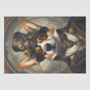 Corgi Steampunk Dreams: A Mechanical Decoupage Tissue Paper