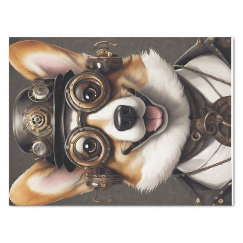 Corgi Steampunk Dreams A Mechanical Decoupage Tissue Paper