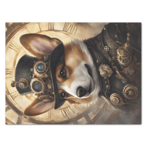 Corgi Steampunk Dreams A Mechanical Decoupage Tissue Paper