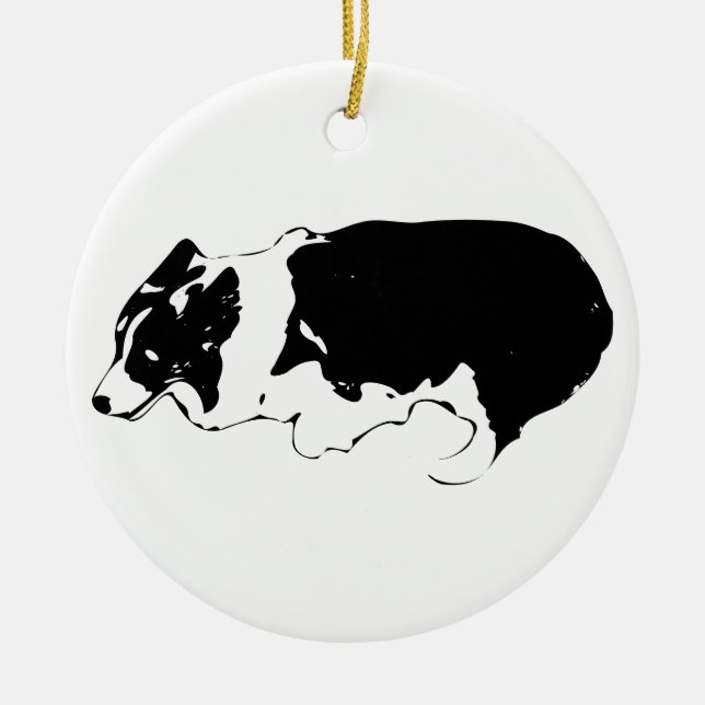 Corgi stride among the lights ceramic ornament (Front)