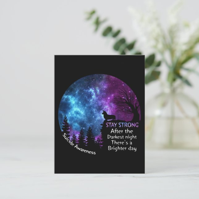 Corgi Suicide Awareness Stay Strong Darkest Night  Postcard (Standing Front)