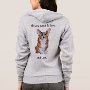 Corgi sumie and watercolor painting hoodie