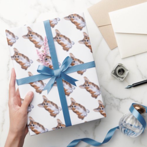 Corgi sumie watercolor pattern wrapping paper