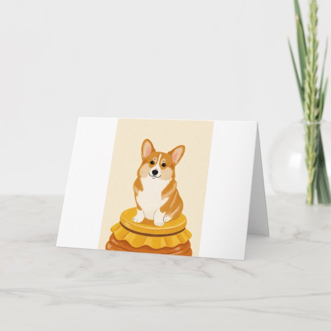 Corgi Sunflower Honey Jar Greeting Card