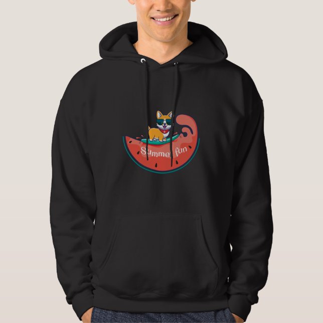 Corgi Surfing Hoodie (Front)