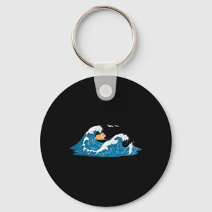 Corgi Surfing Wave Welsh Dog Puppy Keychain