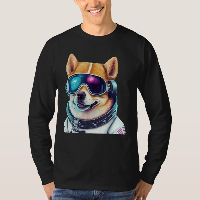 Corgi Takes on Space Astronaut Dog in Futuristic S T-Shirt (Front)