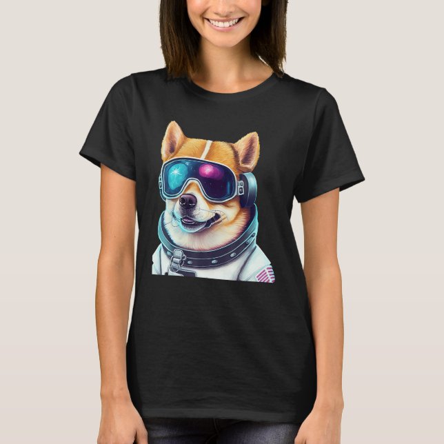 Corgi Takes on Space Astronaut Dog in Futuristic S T-Shirt (Front)
