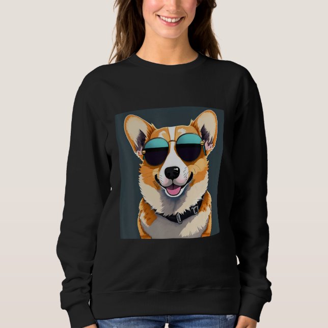 Corgi tees Corgi dog wearing sunglasses (Front)