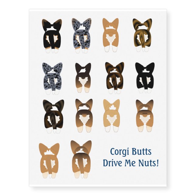 Corgi Temporary Tattoos (Front)