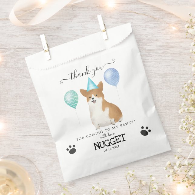 Corgi Thank You Dog Treat Party Favor Bags (Clipped)