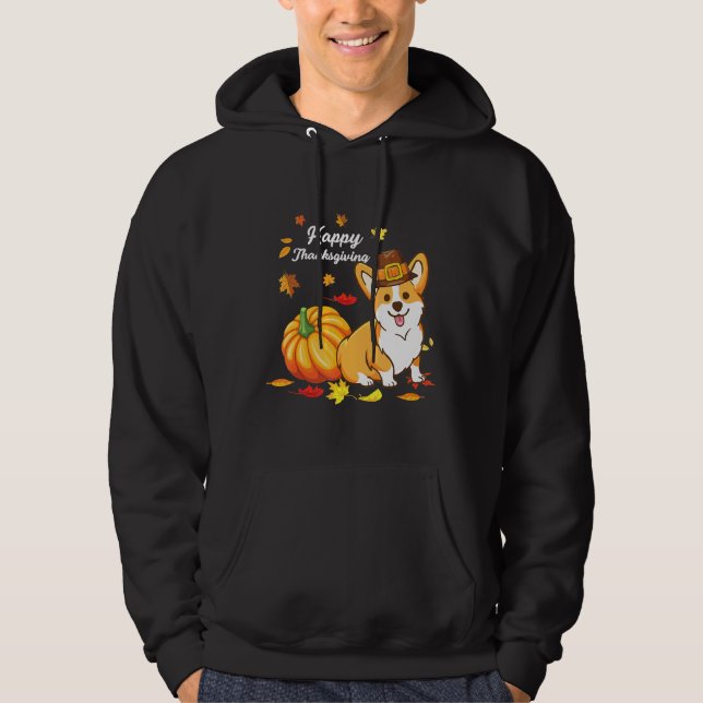 Corgi Thanksgiving For Dog  550 Hoodie (Front)
