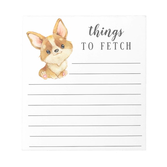 Corgi Things to Fetch Notepad (Front)