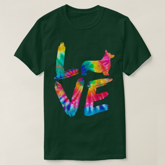 Corgi Tie Dye Love Dog Mom Dad  T-Shirt (Design Front)