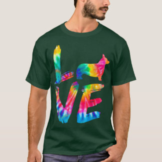 Corgi Tie Dye Love Dog Mom Dad  T-Shirt