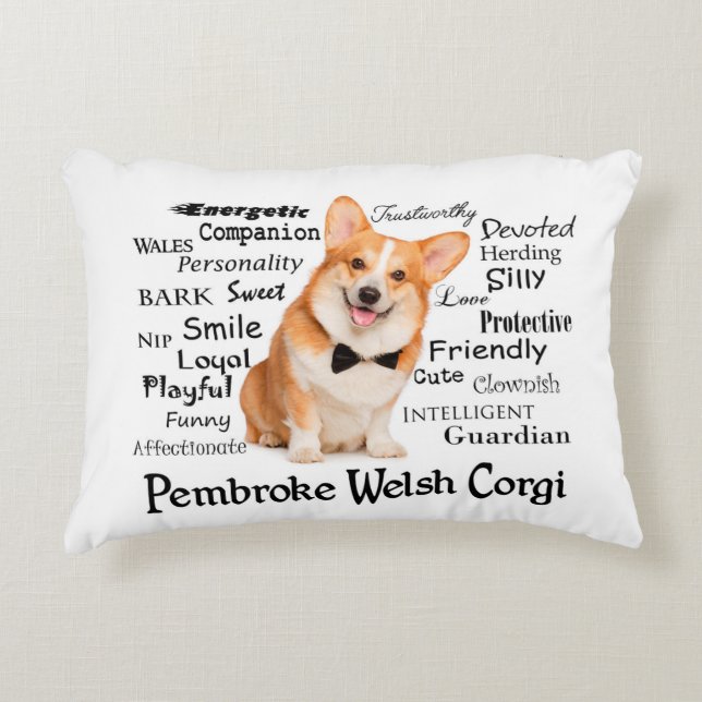 Corgi Traits Accent Pillow (Front)