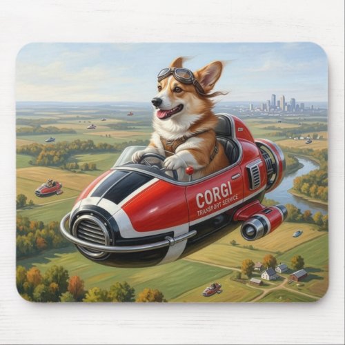Corgi Transporter Mouse Pad