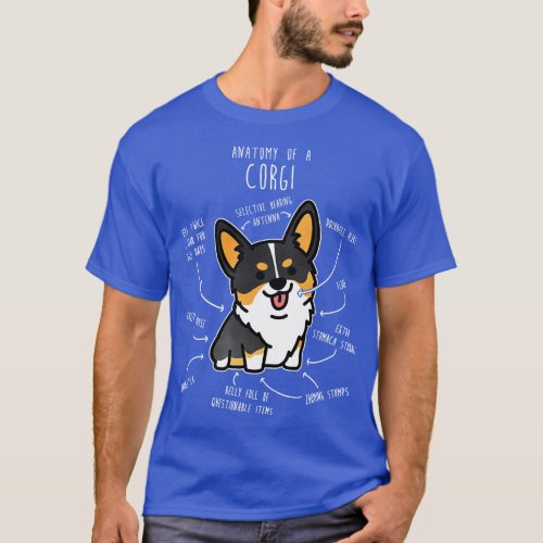 Corgi Tri Color Dog Anatomy T_Shirt