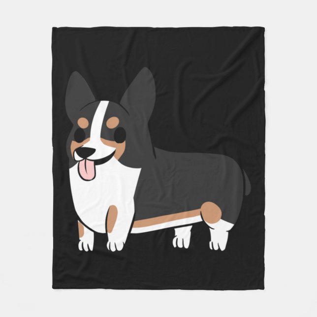 Corgi tricolore fleece blanket (Front)