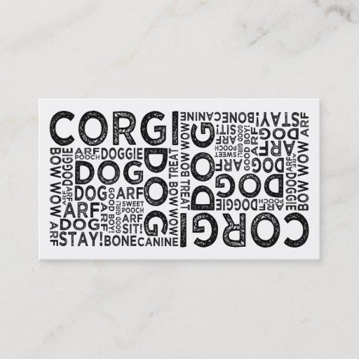 Customizable Corgi Typography Business Card Template