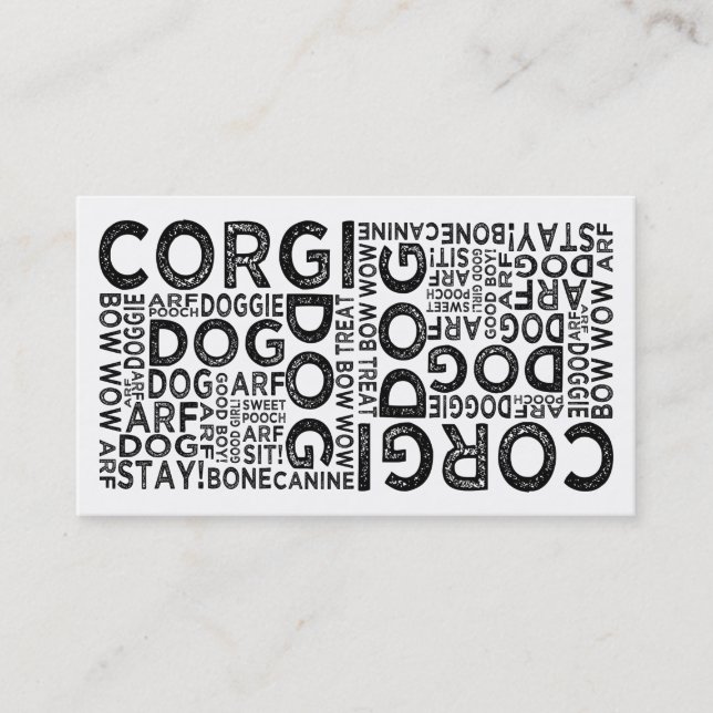 Corgi Typography Business Card (Front)