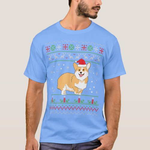 Corgi Ugly Christmas Pajama Tree Lights Xmas Corgm T_Shirt