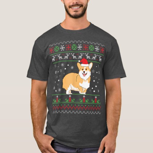 Corgi Ugly Christmas Pajama Tree Lights Xmas Corgm T_Shirt