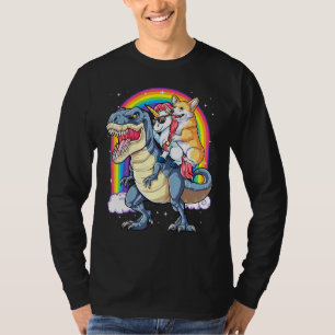 Corgi Unicorn Dinosaur T Rex Kids Girls Rainbow T-Shirt