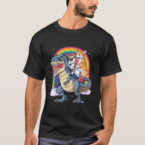 Corgi Unicorn Dinosaur T Rex T Shirt Kids Girls Ra