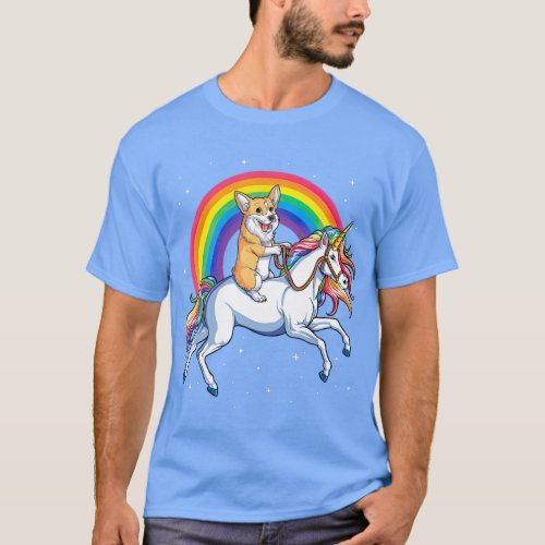 Corgi Unicorn  Girls Space Galaxy Rainbow T_Shirt
