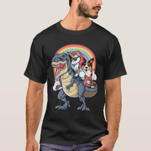 Corgi Unicorn Ride T Rex T-Shirt