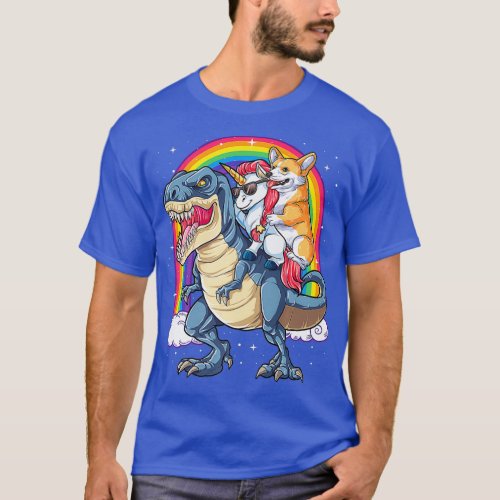 Corgi Unicorn Riding Dinosaur T re Gifts Boys T_Shirt