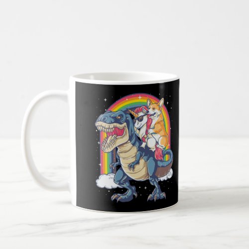 Corgi Unicorn Riding Dinosaur T Rex Gifts Men Wome Coffee Mug