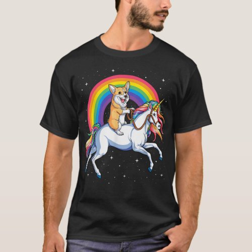 Corgi Unicorn T Girls Space Galaxy Rainbow Corgico T_Shirt