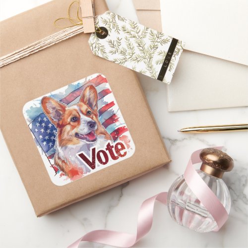 Corgi  US Elections Vote for Paws_itive Change Square Sticker