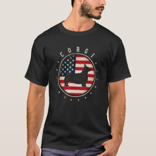 Corgi USA Flag 4th July Dog Mom Dad T-Shirt