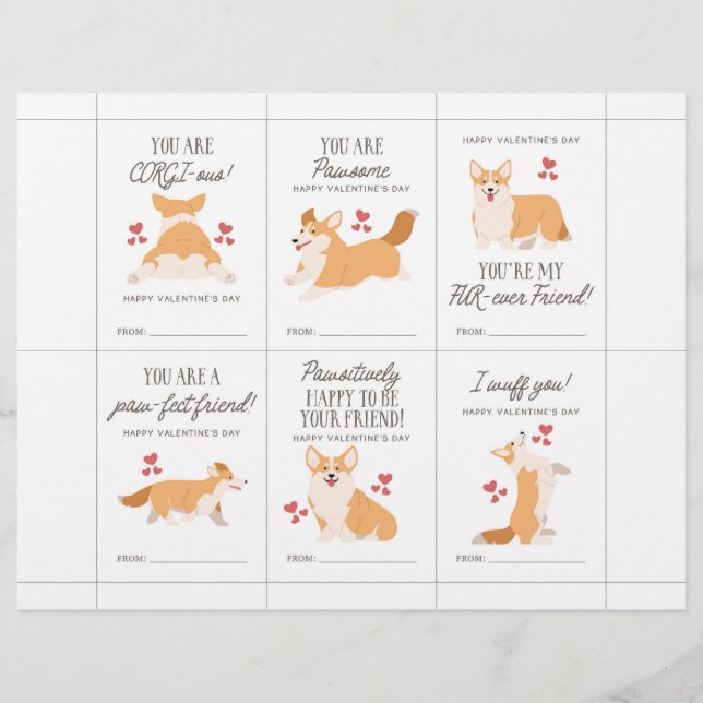 Corgi Valentine Cards for Kids (Front)
