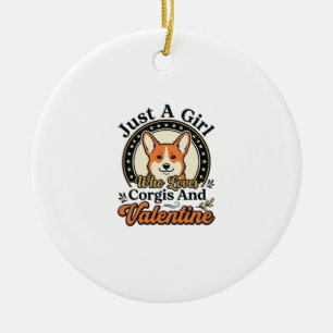 Corgi Valentine Design for Dog Lovers_1 Ceramic Ornament
