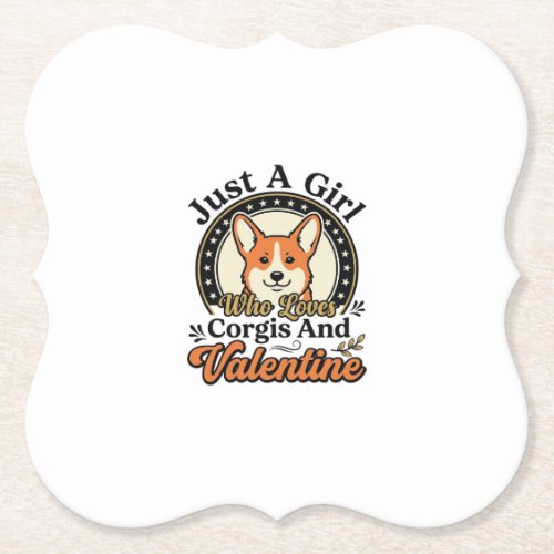 Corgi Valentine Design for Dog Lovers_1 Paper Coaster