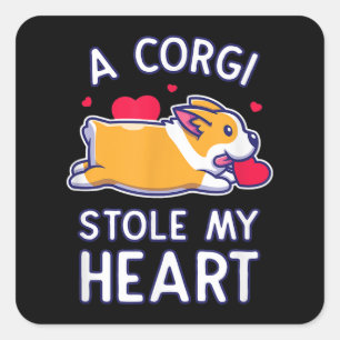 Corgi Valentine Funny Valentines Day Cute Corgi Square Sticker