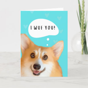 Corgi Valentine's Day Card Aqua