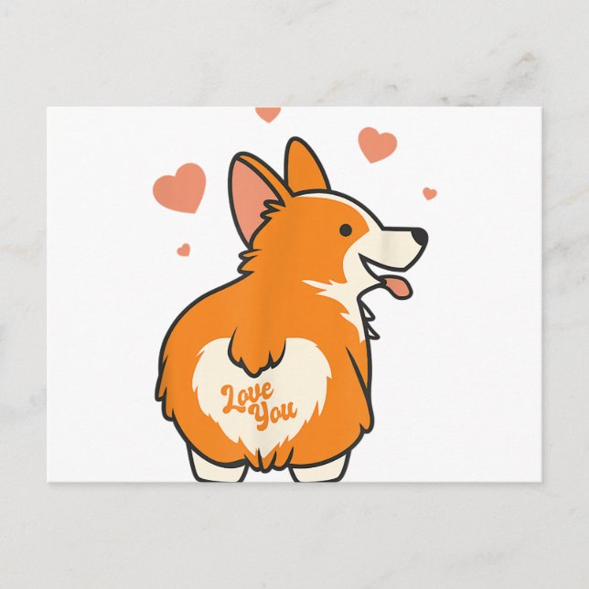 Corgi Valentines Day Gift Dog Lover Heart Postcard (Front)
