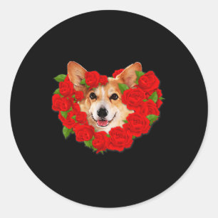 Corgi Valentine's Day Outfit Dog Valentine Classic Round Sticker